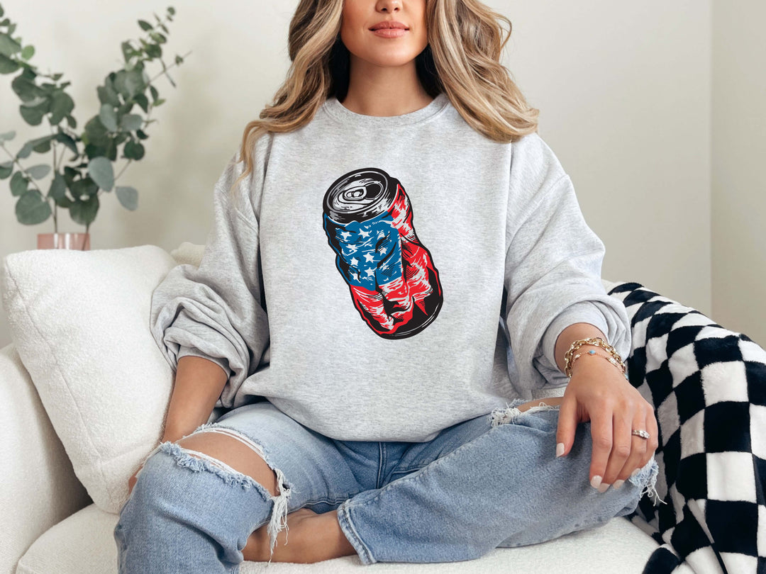 Crushed USA Flag Graphic Crewneck Shirt