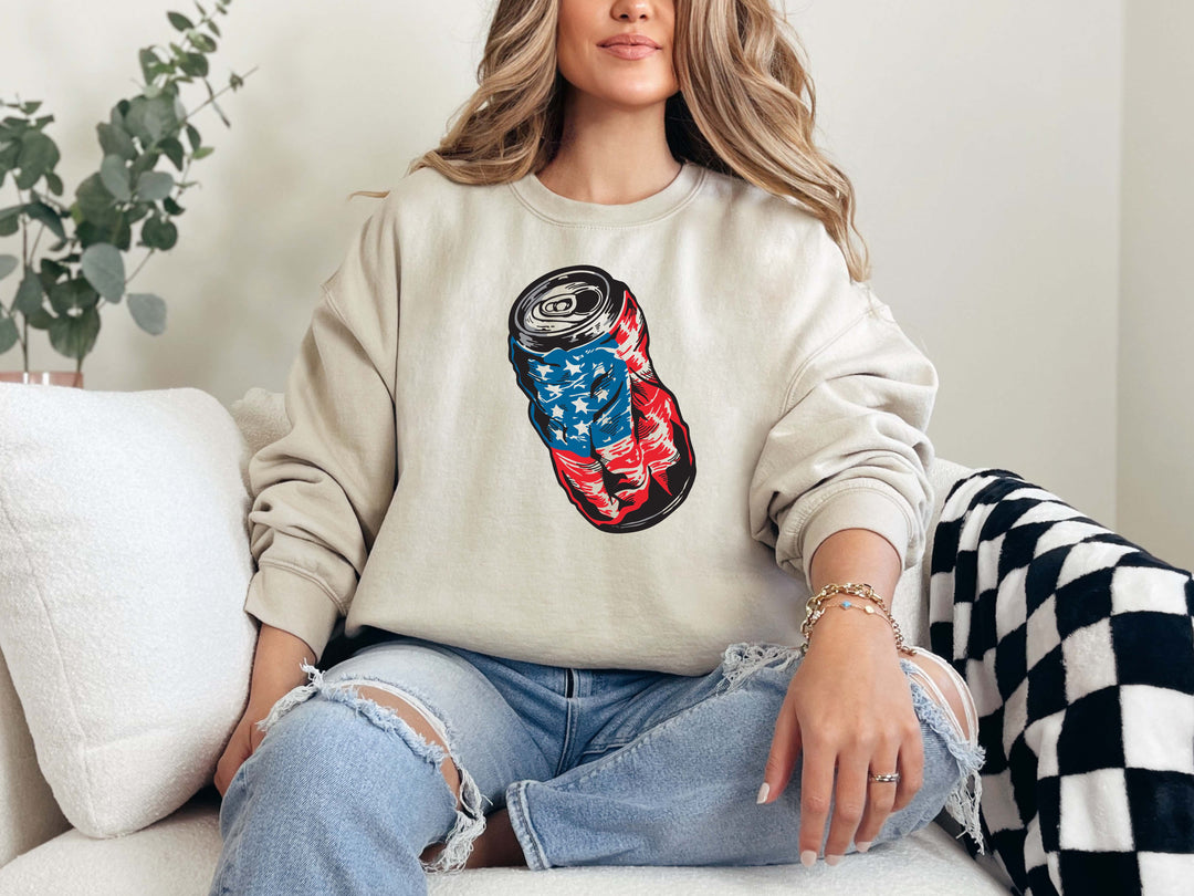 Crushed USA Flag Graphic Crewneck Shirt