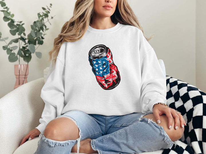 Crushed USA Flag Graphic Crewneck Shirt