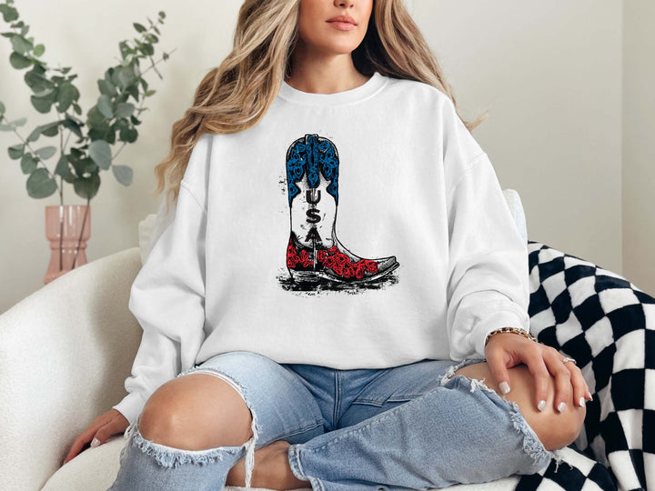 USA Cowgirl Boot Crewneck Shirt
